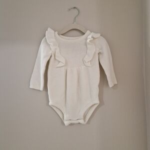Carter's Cream Ruffled Long Sleeve One Piece